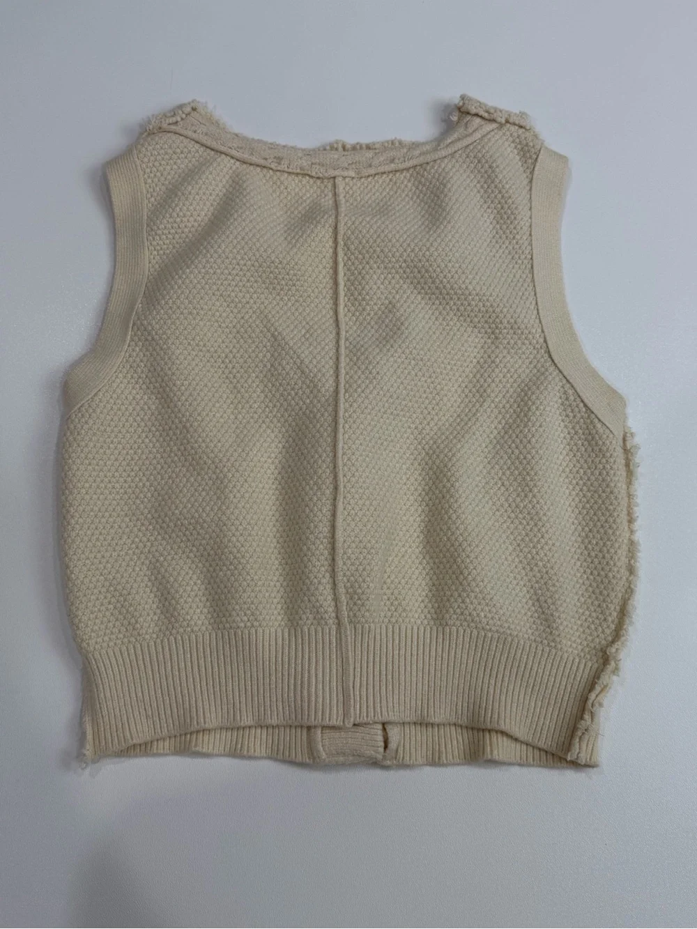 Free People Denson Cropped Sweater Vest M‎ Ivory Cable Knit Button Front